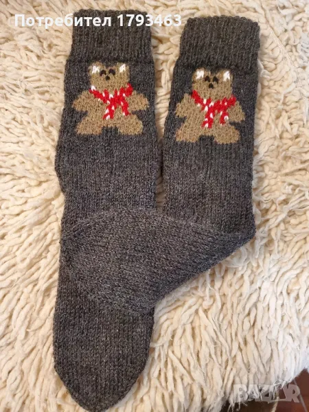 Ръчно плетени мъжки чорапи размер 43, снимка 1