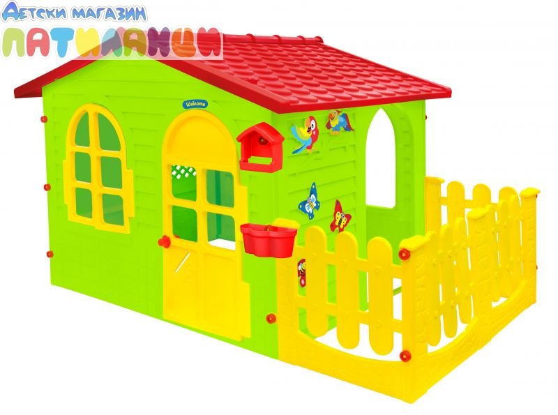Детска градинска къща с ограда и дъска за рисуване Mochtoys 12243 в Други в  гр. Благоевград - ID33094141 — Bazar.bg