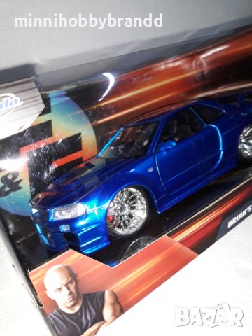 Nissan SKYLINE  GT-R BNR34 BRIAN'S  1.24  JADA FAST&FURIOUS  TOP  TOP   TOP  MODEL, снимка 3 - Колекции - 43676636