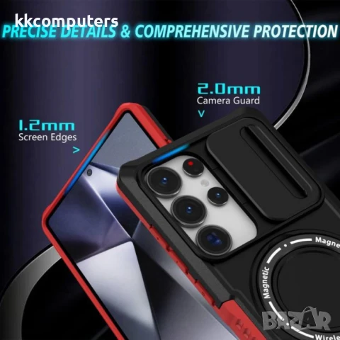 Samsung Galaxy S25 Ultra Удароустойчив Ring Holder MagSafe/ PC + TPU Калъф и Протектор, снимка 9 - Калъфи, кейсове - 51427157