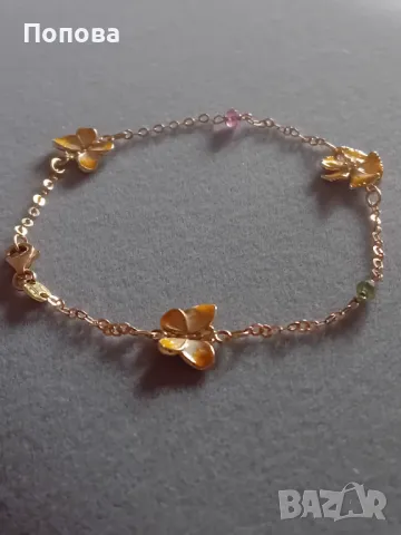 Уникални!Маркова италианска златна гривна 18к. и сребърен  медальон с пеперуди ипозлата  , снимка 14 - Колиета, медальони, синджири - 35680985