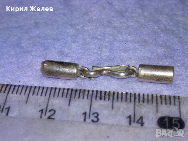 Стара СРЕБЪРНА ЗАКОПЧАЛКА За КОЖЕНО или СИЛИКОНОВО ШНУРЧЕ КОЛИЕ - СРЕБРО 925 ПРОБА 28469
