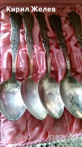 СТАРИННИ ПОСРЕБРЕНИ БРОНЗОВИ ОРНАМЕНТИРАНИ Лъжици комплект 12 бр в ЛУКСОЗНА КУТИЯ Лъжички А1050, снимка 4 - Прибори за хранене, готвене и сервиране - 32601146