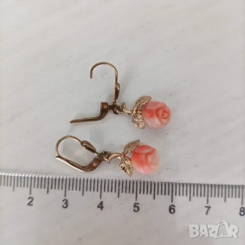 Нежни антикварни  немски златни обеци-8к, снимка 3 - Обеци - 49368927