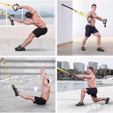 TRX Мултифункционален фитнес уред с ленти, снимка 3 - Фитнес уреди - 52333793