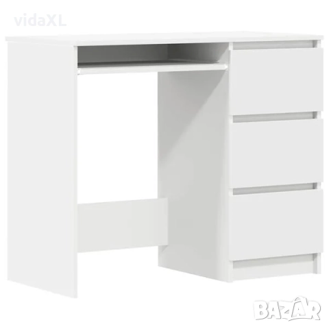 vidaXL Бюро, бяло, 90x45x76 см, инженерно дърво(SKU:801373)