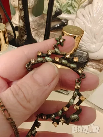 Старо колие месинг с перлички и цитрини, снимка 7 - Колиета, медальони, синджири - 49743670