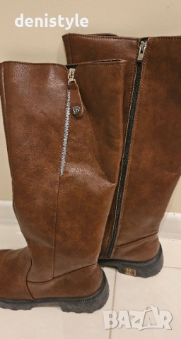 Кафеви ботуши с ципове 41, снимка 5 - Дамски ботуши - 52486802