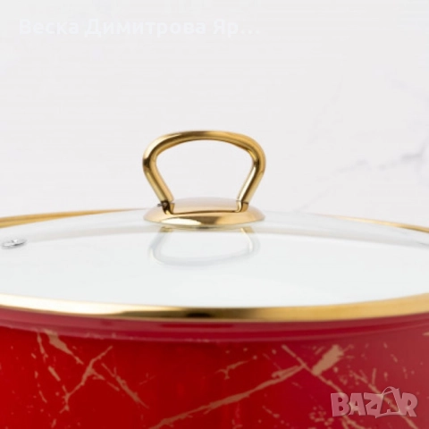 Тенджера Goldmann GM 8017-26R, 26x16см.\8.5л., Емайл, Индукция, Червена, снимка 6 - Съдове за готвене - 52142840