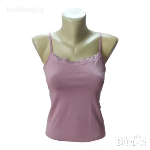 Дамски потник пепел от рози ИВОН с тънка презрамка и дантела | Размери S-2XL