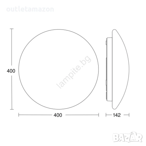 Steinel 056131 - LED Плафон за баня RS PRO LED P3 LED/19,5W/230V IP54 3000K , снимка 5 - Лед осветление - 53137532