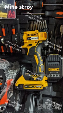 Акумулаторен ударен винтоверт DeWalt 24V 5Ah с 2 батерии Девалт 99част, снимка 4 - Винтоверти - 39785545
