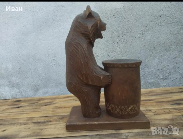 Ръчно изработена дърворезба на мечка , снимка 4 - Антикварни и старинни предмети - 53503814
