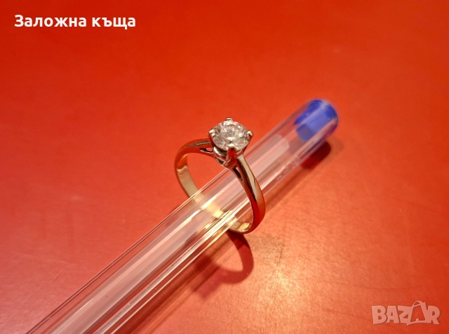 Дамски златен годежен пръстен - 2,29 гр. / 585 / 14К / 16 мм. (бяло злато)