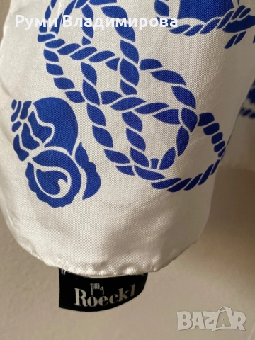 Бял копринен шал Roeckl с морски мотиви, снимка 4 - Шалове - 42699370