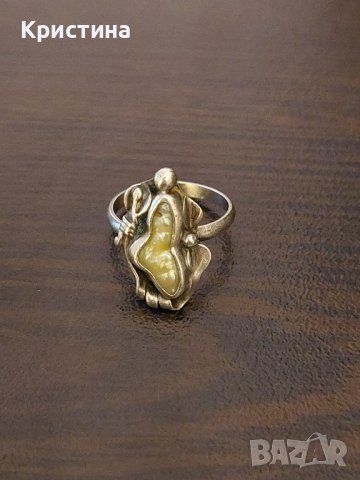 Сребърен пръстен с речна перла , снимка 3 - Пръстени - 44113496