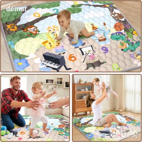 Бебешка подложка за игра Funsland за под - сгъваема водоустойчива голяма 127 * 127 см, снимка 5 - Други - 47662260