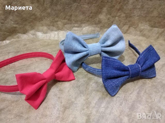 Диадема с панделка Диадема Деним Дънкова Диадема Червена Диадема Ръчна Изработка , снимка 2 - Аксесоари за коса - 32562466