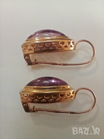 Съветски златни обеци с александрит, снимка 2 - Обеци - 43350102