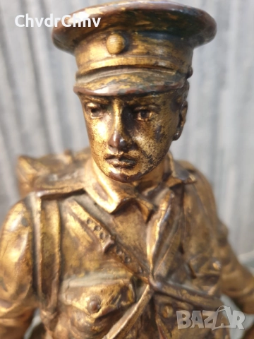 28см-2кг Ruffony статуетка/стара френска бронзова скулптура/фигура на войник с нож и пушка, снимка 10 - Антикварни и старинни предмети - 52967720