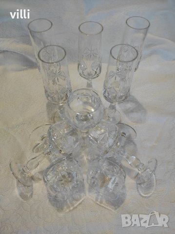 Чаши за аперитив и шампанско / вино от оловен криста, снимка 2 - Чаши - 39480399