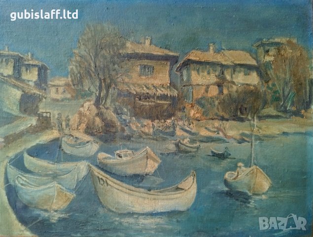 Картина "Несебър", худ. Иван. Хр. Иванов, 1970-те г.