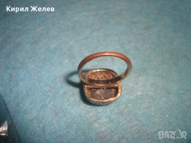 СТАРИНЕН МЕДЕН ПОЗЛАТЕН СКЪПОЦЕНЕН ПРЪСТЕН ЮВЕЛИРНА МАЙСТОРСКА ИЗРАБОТКА с ЧЕРЕН ОНИКС УНИКАТ 26803, снимка 14 - Антикварни и старинни предмети - 34831040