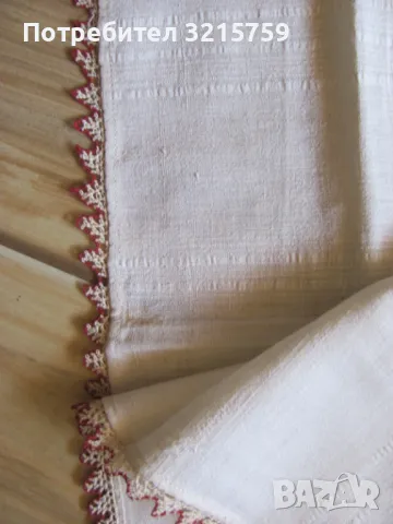 19в. кърпа, ръчно тъкан кенар, дантела,120х40см. /2 броя, снимка 2 - Антикварни и старинни предмети - 50420892
