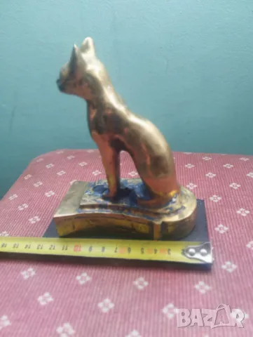 Месингова статуетка -котка, снимка 4 - Статуетки - 48865755