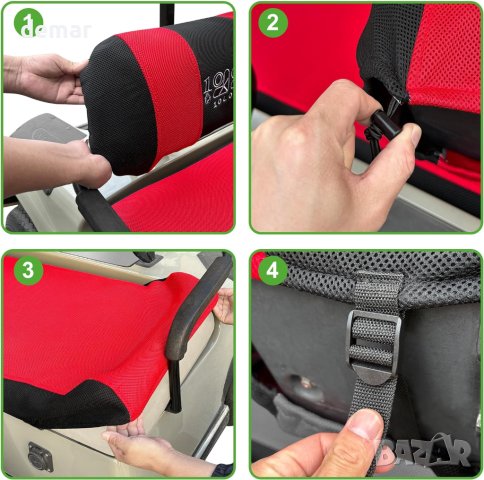 10L0L Комплект калъфи за седалка за количка за голф, дишащ, миещ се, червен, снимка 9 - Голф - 43948358