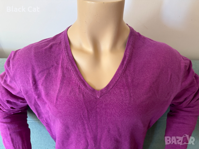"Jake*s" / "Джейкс" – марков лилав мъжки пуловер, V-Neck, блуза с дълъг ръкав, топ, снимка 7 - Пуловери - 44883428