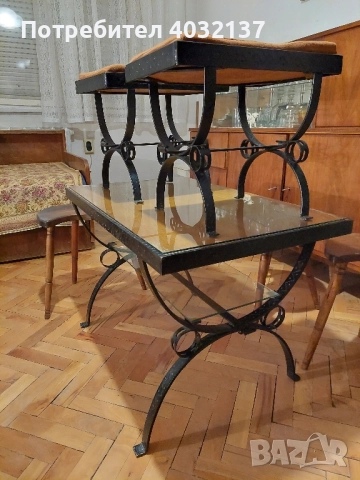 маса с табуретки от ковано желязо, снимка 5 - Маси - 51747358