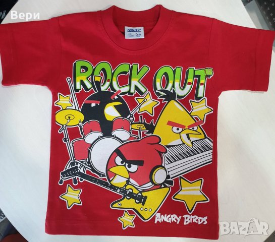 Нова детска тениска с трансферен печат Angry Birds, снимка 3 - Детски тениски и потници - 28452377