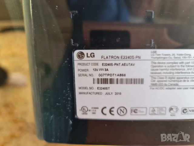 Монитор LG Flatron E2240S- PN, снимка 2 - Монитори - 35252813