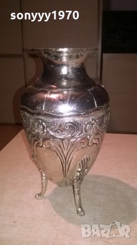 ваза/кана-внос франция-24х13см-метална с релеф, снимка 3 - Колекции - 26762336