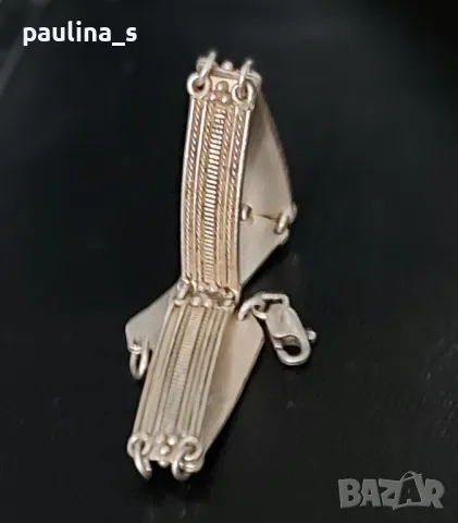 Два броя / Винтидж, рядка находка! / Сребърна гривна с мечета и филигран / СБХ , снимка 8 - Гривни - 29069424