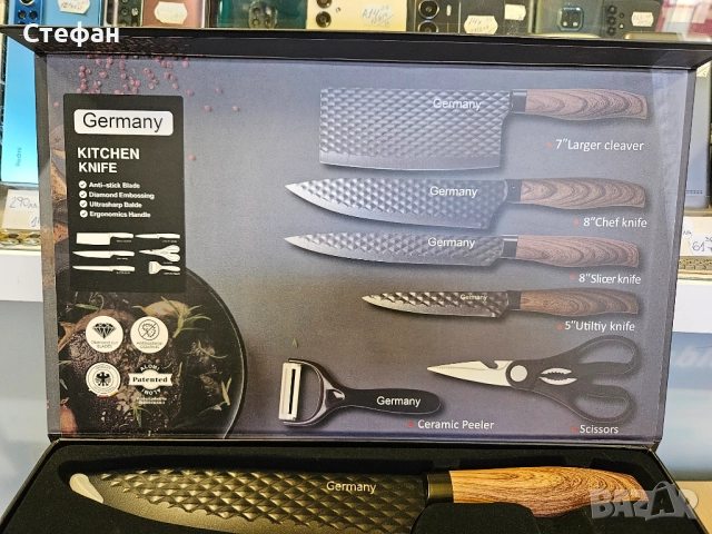 Комплект кухненски ножове 6 части. Много остри. Made for Germany. Germany Kitchen ALM-FZ11, снимка 9 - Прибори за хранене, готвене и сервиране - 51972294