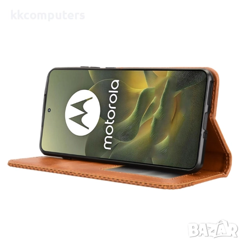 Кожен Ретро Калъф за Motorola Edge 70 5G -Магнитно затваряне, Държач за Карти и Стойка, вкл. Протект, снимка 10 - Калъфи, кейсове - 52399672