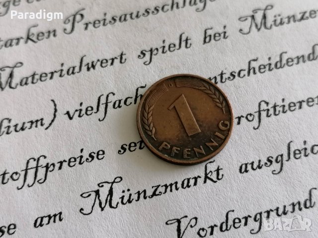 Монета - Германия - 1 пфениг | 1950г.; серия D