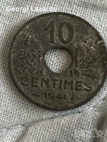 10 сантима Вишистка Франция 1941, снимка 2 - Нумизматика и бонистика - 35637129