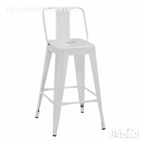 Модерен бар стол в индустриален стил в бяло, снимка 1