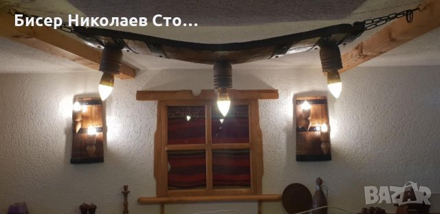 Двоен аплик-стенна лампа от автентични реставрирани бъчви с дървени чашки!, снимка 4 - Лампи за стена - 15789068