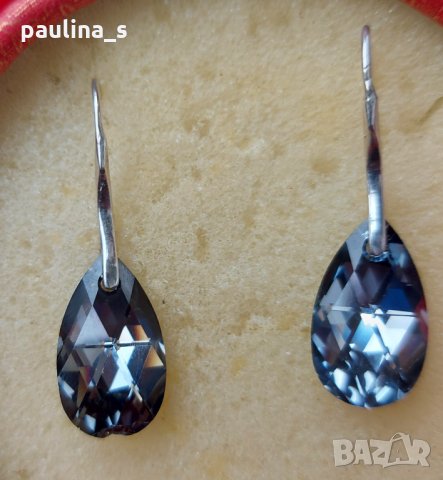 Масивни сребърни обеци с кристали Swarovski / проба 925, снимка 7 - Обеци - 32726661
