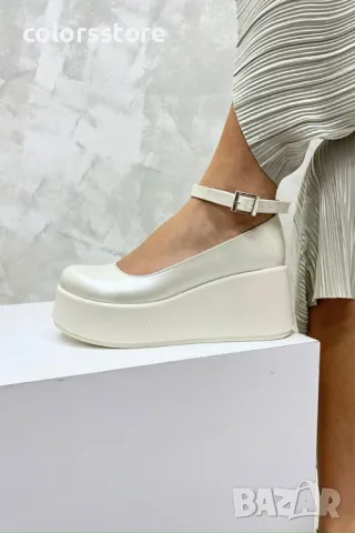 Обувки на платформа - бяла перла - FG25, снимка 2 - Дамски ежедневни обувки - 32998413