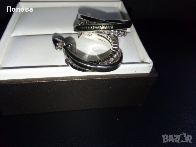 "Emporio Armani "оригинал масивни сребърни обеци с циркони , снимка 5 - Обеци - 39426874
