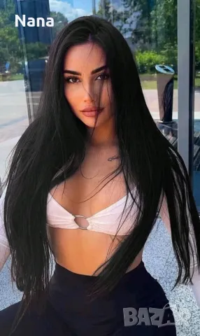 Черни треси екстеншън синтетичен косъм. Дължина 60см,грамаж 100гр. Цена за 1 брой треса 40лв., снимка 9 - Аксесоари за коса - 48498659