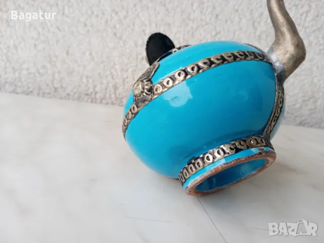 Глина,метал,чайник,Мароко,керамика, Маракеш,, снимка 3 - Антикварни и старинни предмети - 47824647