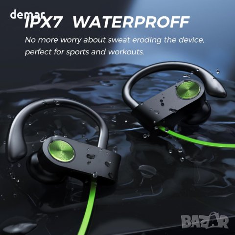 Bluetooth 5.3 слушалки TONEMAC U8, IPX7, 15 часа батерия, зелени, снимка 5 - Bluetooth слушалки - 43581330