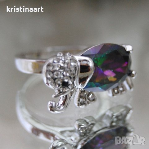 Пръстен от мистичен топаз с форма на *Слон*