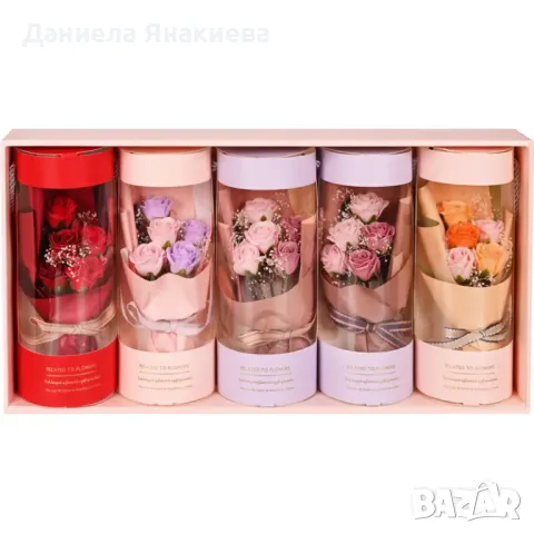 Букет от рози в подаръчна кутия, снимка 2 - Изкуствени цветя - 49544679